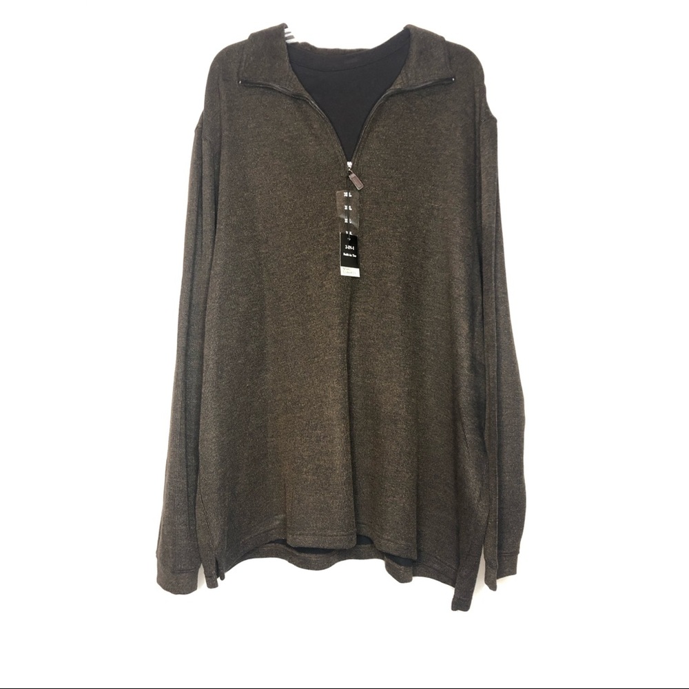 Marc Edwards Brown Quarter Zip Sweater With Shirt